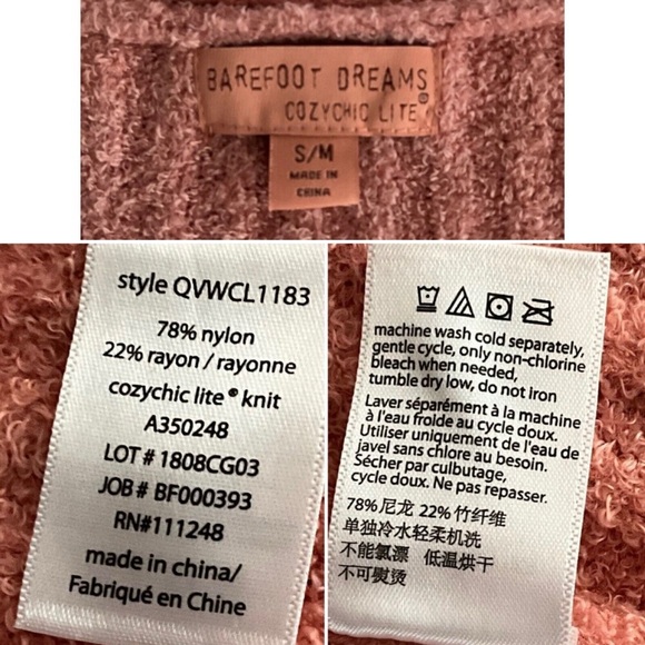 Barefoot Dreams Cardigan Ribbed Cozychic Lite Coral S - Picture 5 of 12